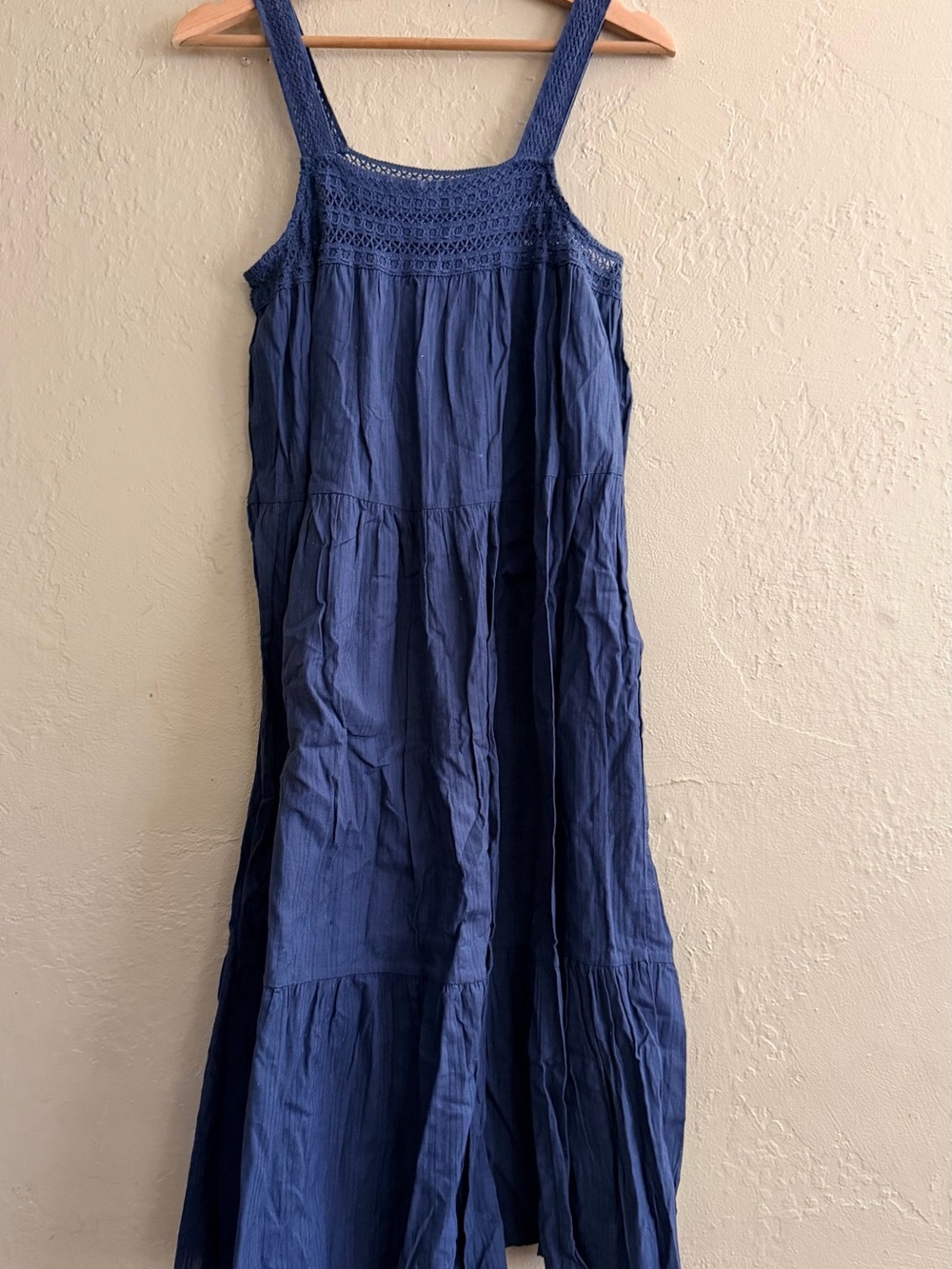 Universal Thread Navy Blue Midi Dress with Crochet Yoke